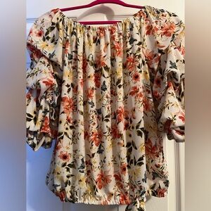Floral Ruffle Sleeve Blouse